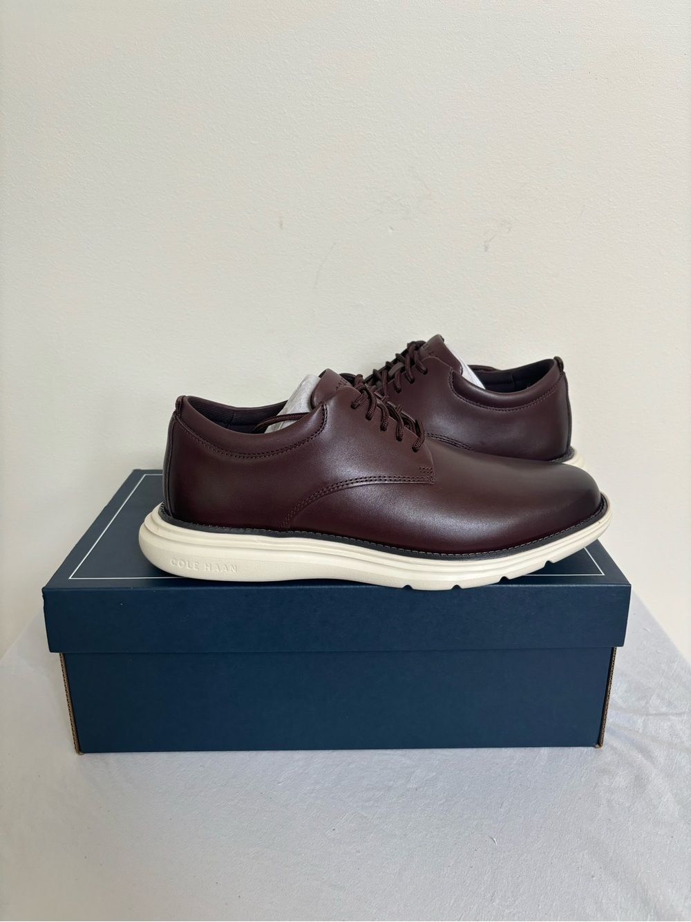 Cole Haan Men's Grand+ Plain Toe Leather Oxford Shoes 8.5 M Brown C42675 New